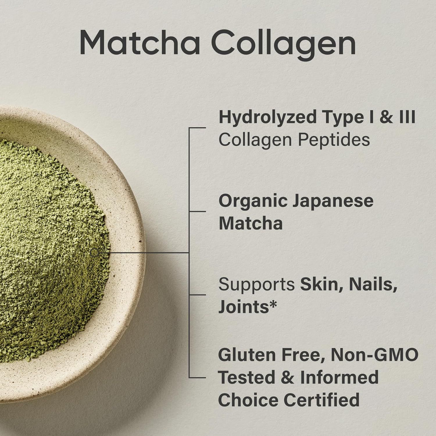 Sports Research Collagen Peptides with Matcha - Premium 10.2 oz