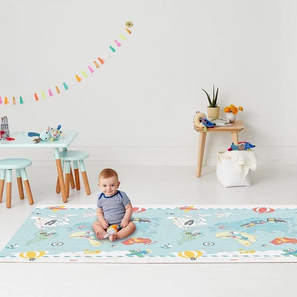 Skip Hop Doubleplay Reversible Playmat, Waterproof, Easy Wipe-Clean Waterproof Surface, Phthalate-Free Foam - Little Travelers