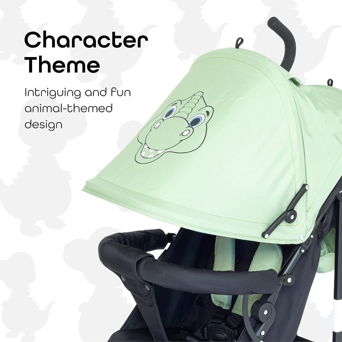 The Moon Brand Safari Dinosaur Umbrella Stroller Lightweight Compact Travel Baby Stroller Up to 15 kg, 0-36 Months, 5-Point Safety Harness, Umbrella Fold