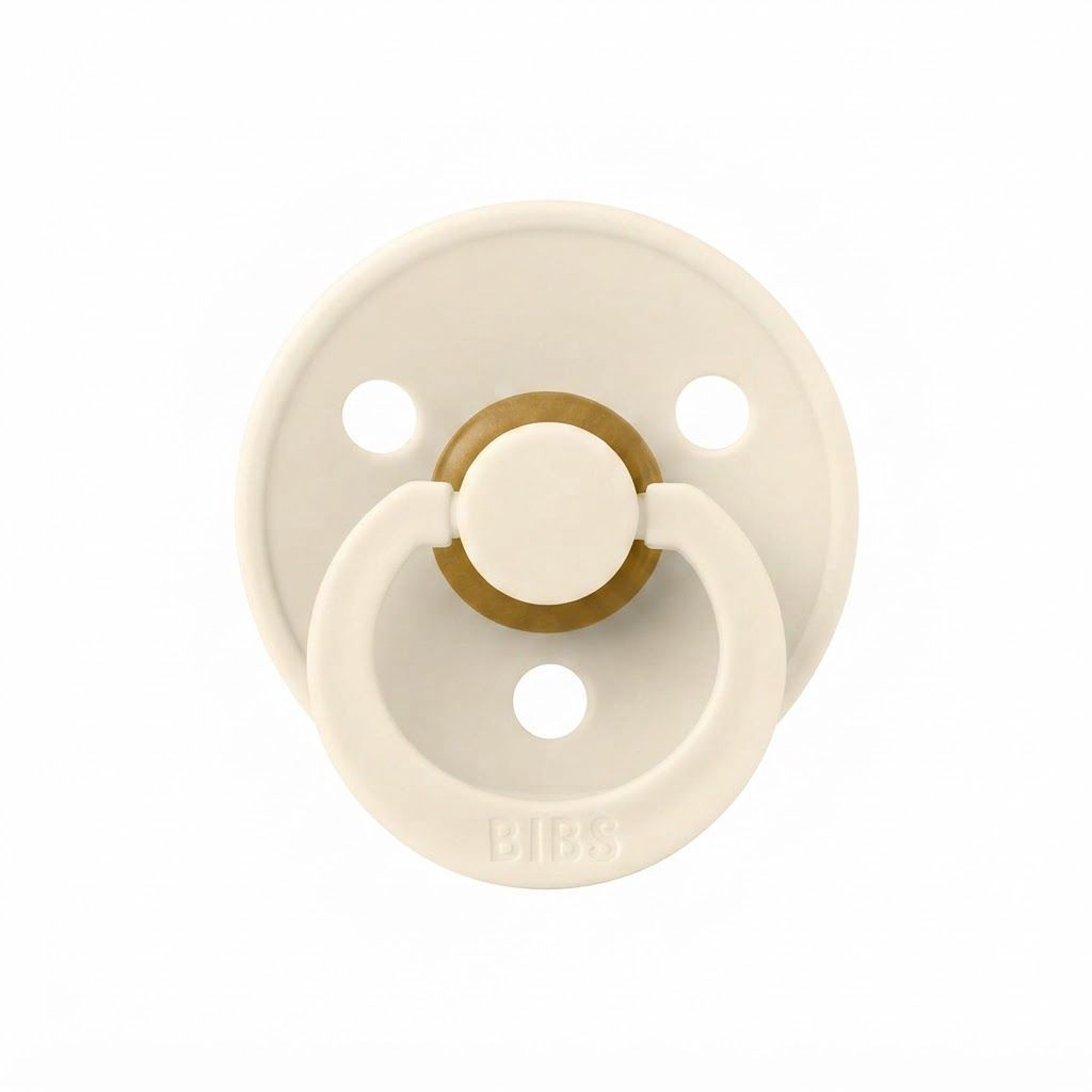 BIBS Latex Anatomical Pacifier Colour Size 1 0+ Months 2 Pack, Air Releasing Valve, Anti-Irritation Shield, Skin-Like Softness - Vanilla/Candy Apple