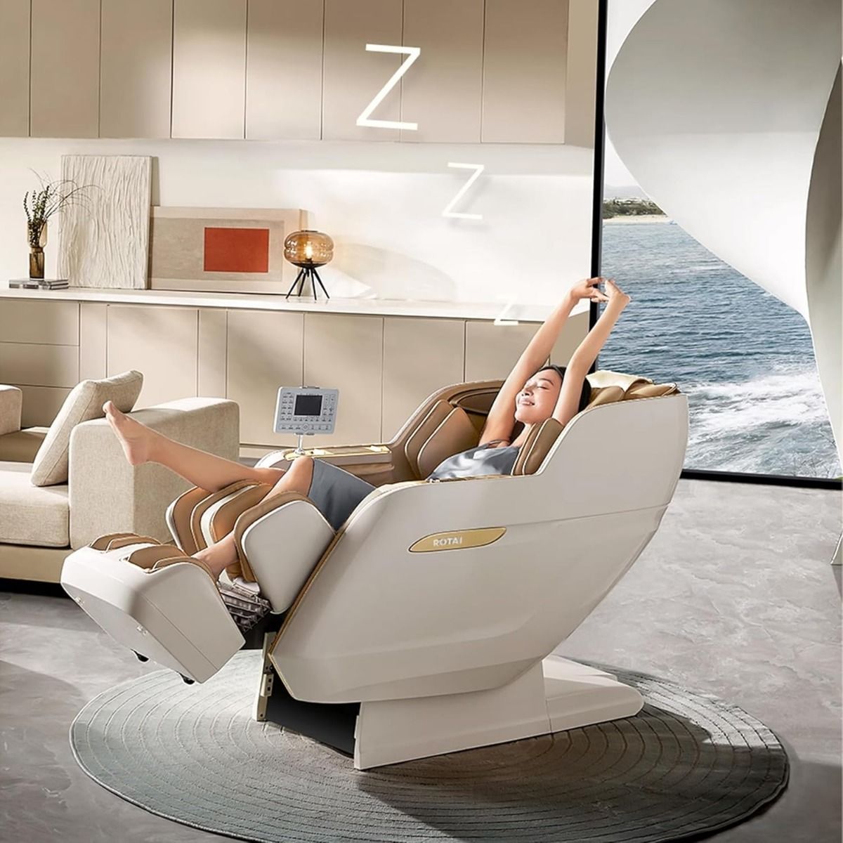 Rotai Royal Signature Massage Chair, AI Body Scan, 6 Massage Techniques, 22 Wellness Modes, Zero Gravity Recline, Heat Therapy & Voice Touch Control | White - RT5950