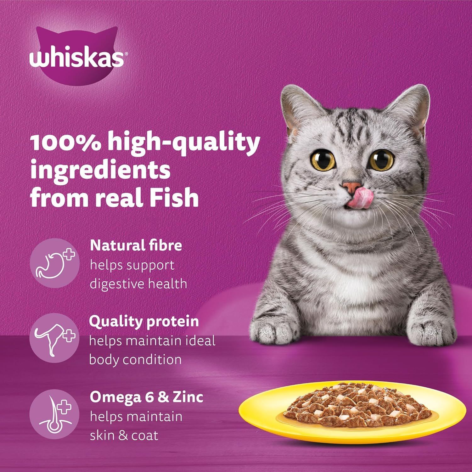 Whiskas Oceanfish in Jelly Cat Food - 14x80g for Adult Cats