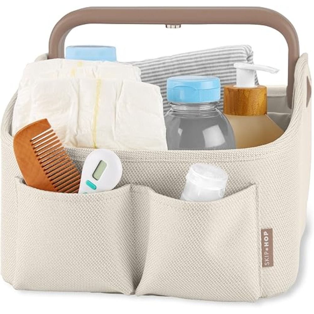 Skip Hop Light Up Diaper Caddy, Easy-Grip Handle With Soft Light, Customizable Interior Layout, Smart Pocket Storage Design - Oat