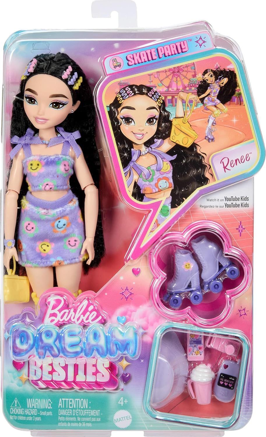 Barbie Dream Besties Renee Roller Skating Doll with Accessories