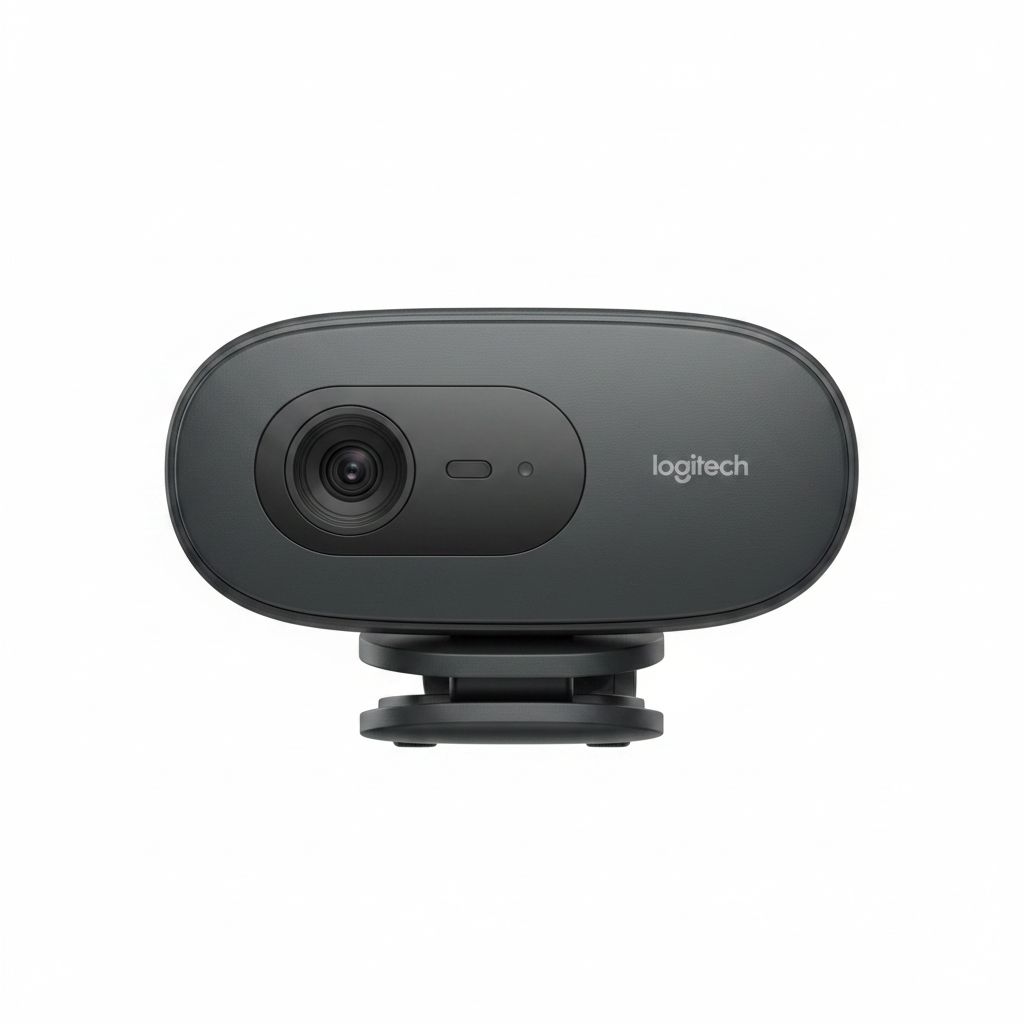 Logitech C270 HD Webcam, 720p Widescreen Video, Light Correction, Noise-Reducing Mic - Black