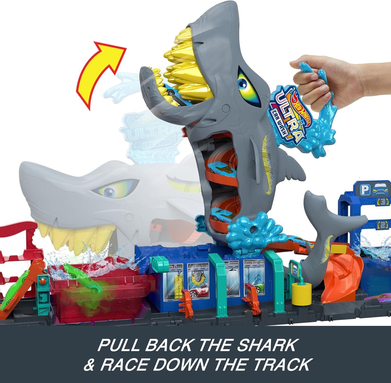 Hot Wheels City Shark Wash Station - Color Reveal Fun with 1:64 Car
