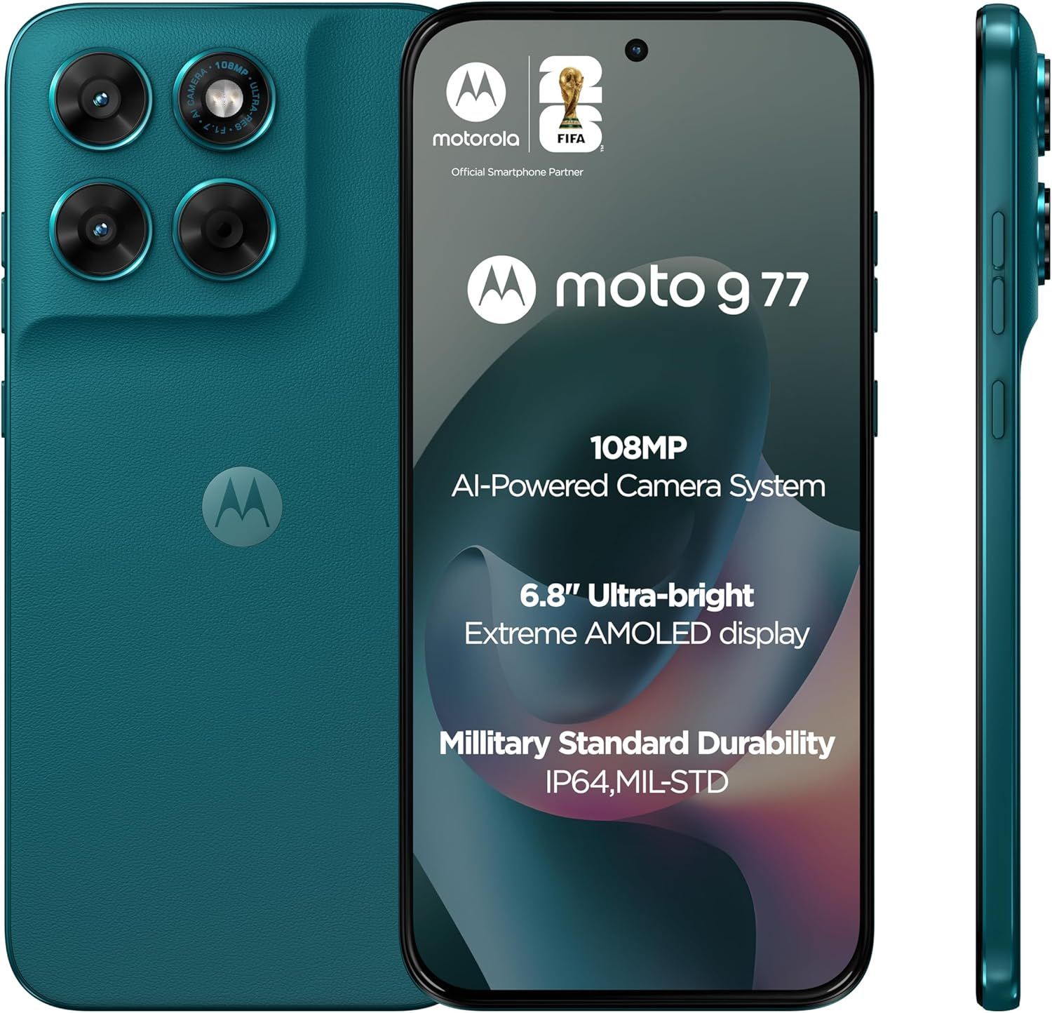 موتورولا Moto G77 5G - كاميرا 108 ميجابكسل، شاشة أموليد 6.8 بوصة، سعة 256 جيجابايت | أخضر