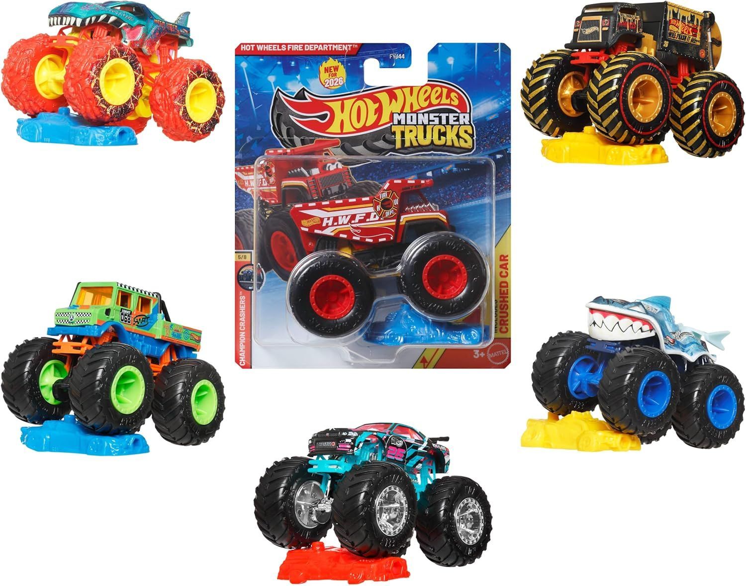 Hot Wheels Monster Trucks Die-Cast 1:64 Scale Vehicles with Exclusive Add-Ons
