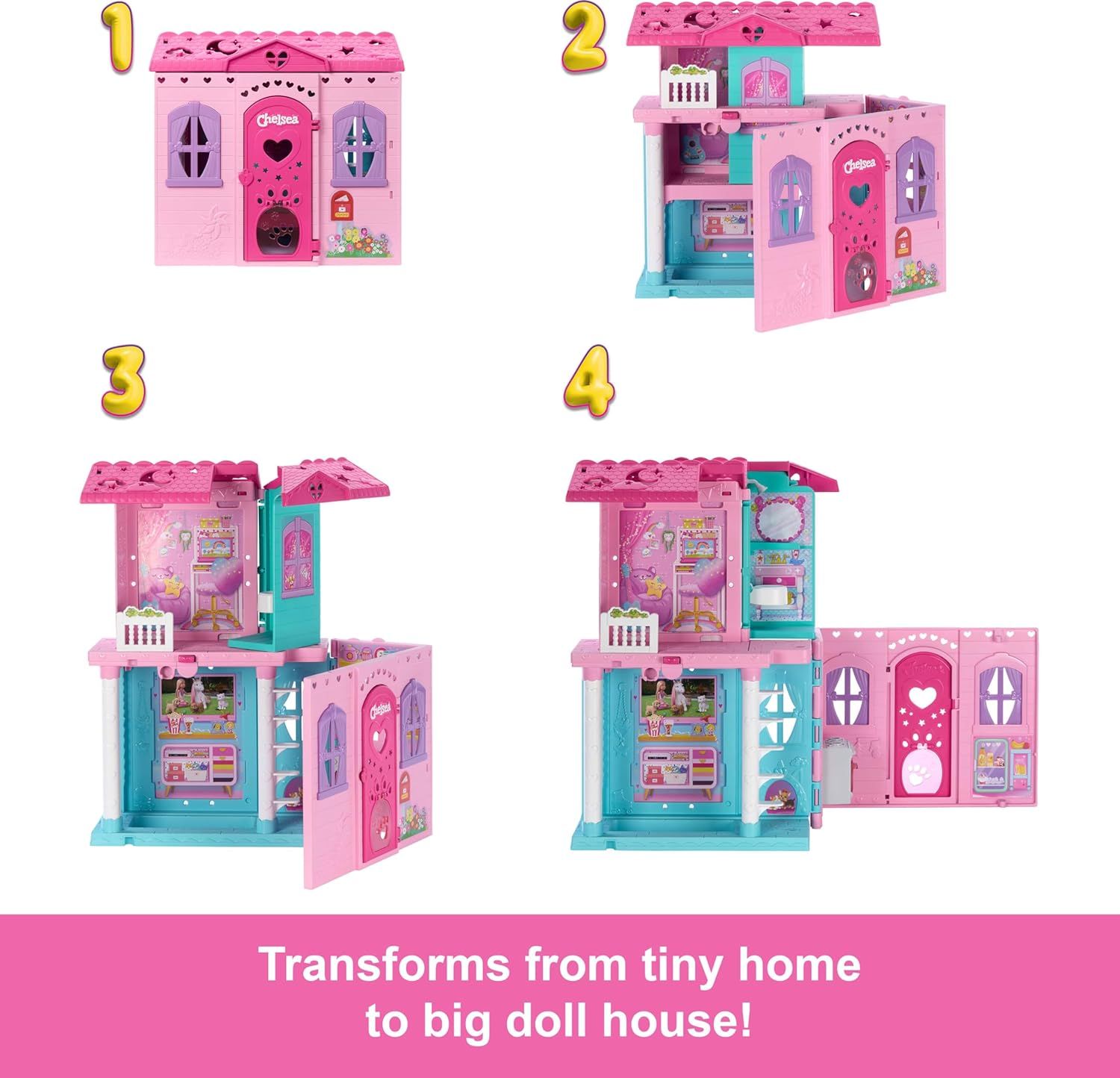 Barbie Chelsea Dollhouse with Accessories - Pop-Up House & Play Areas