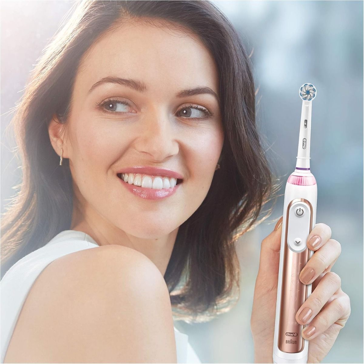 Oral-B Genius X AI Electric Toothbrush, Rose Gold - Pressure Sensor, 6 Modes, USB Travel Case