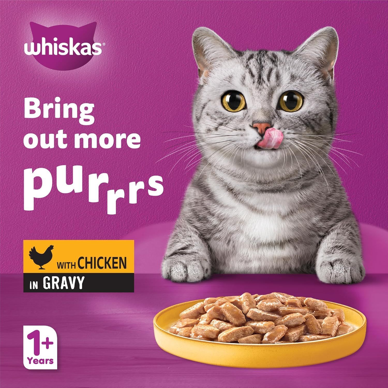 Whiskas Chicken in Gravy Cat Food, 24-Pack 400g for Adult Cats - Complete Nutrition