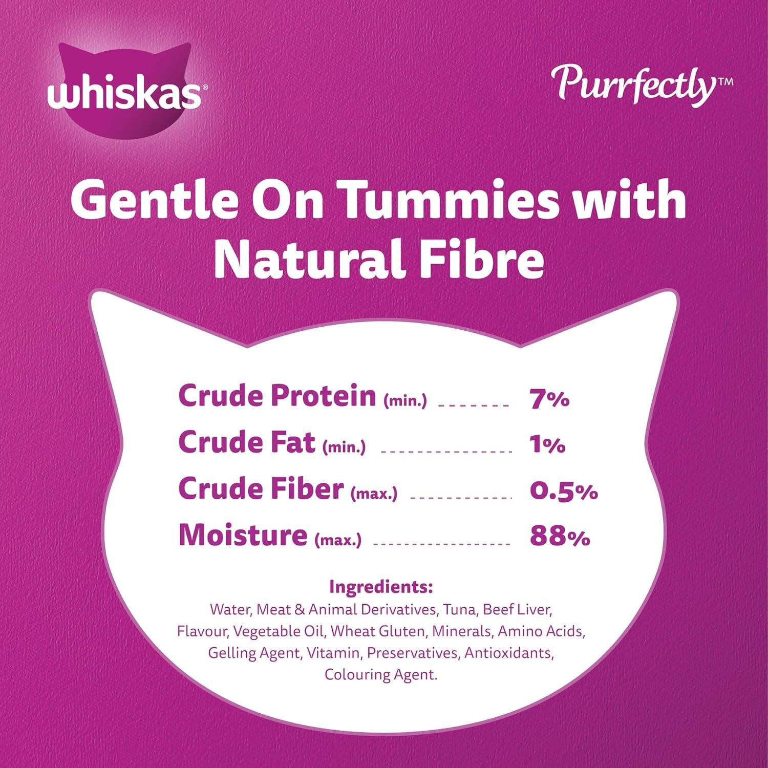 Whiskas Purrfectly Tuna in Jelly Cat Food, 24x85g Pack for Cats 1+ Years