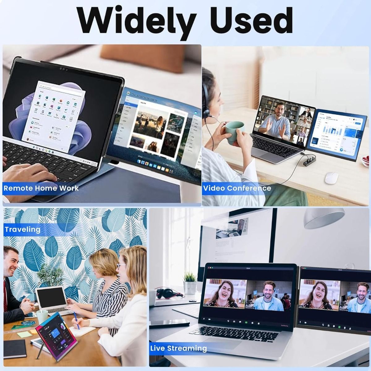 V2COM 15.6" FHD 1080P Portable Laptop Screen Extender, Detachable IPS Monitor for 13-17.3" Laptops, Plug & Play, Compatible with Windows - P5
