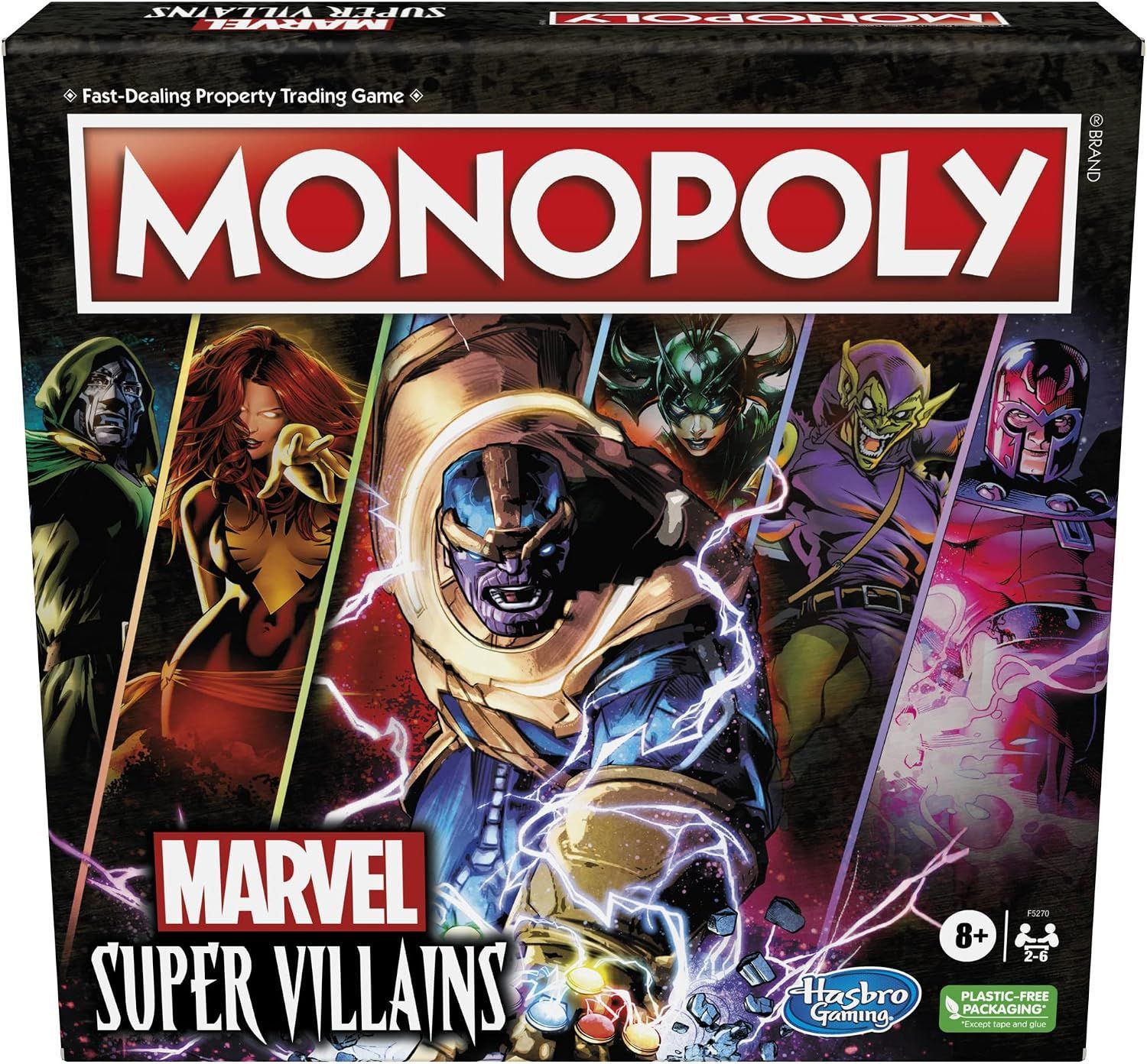 Monopoly: Marvel Super Villains Edition Board Game - Featuring 6 Iconic Villain Tokens, Strategy  8 Years and Up, 2-6 Players