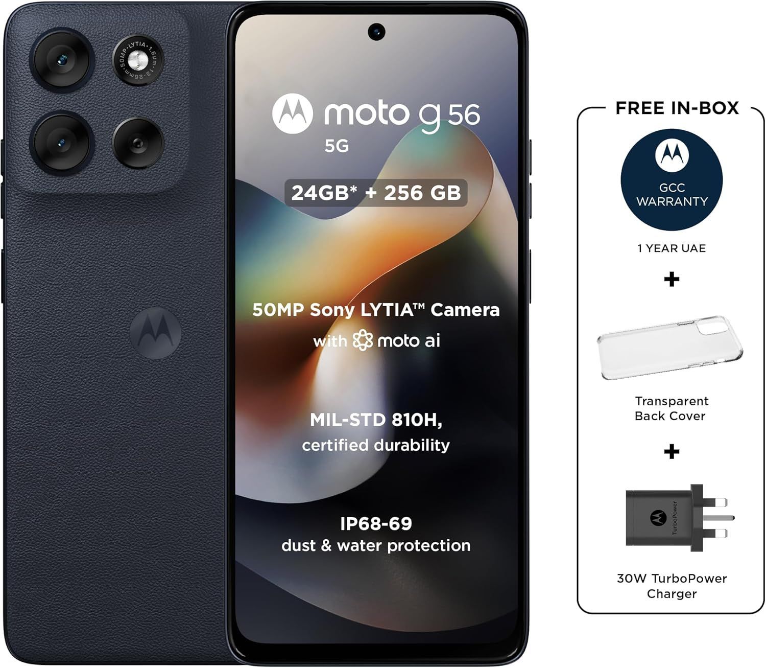 Motorola Moto G56 5G - 12GB RAM, 256GB Storage, 50MP Camera, FHD+ Display | Black Oyster