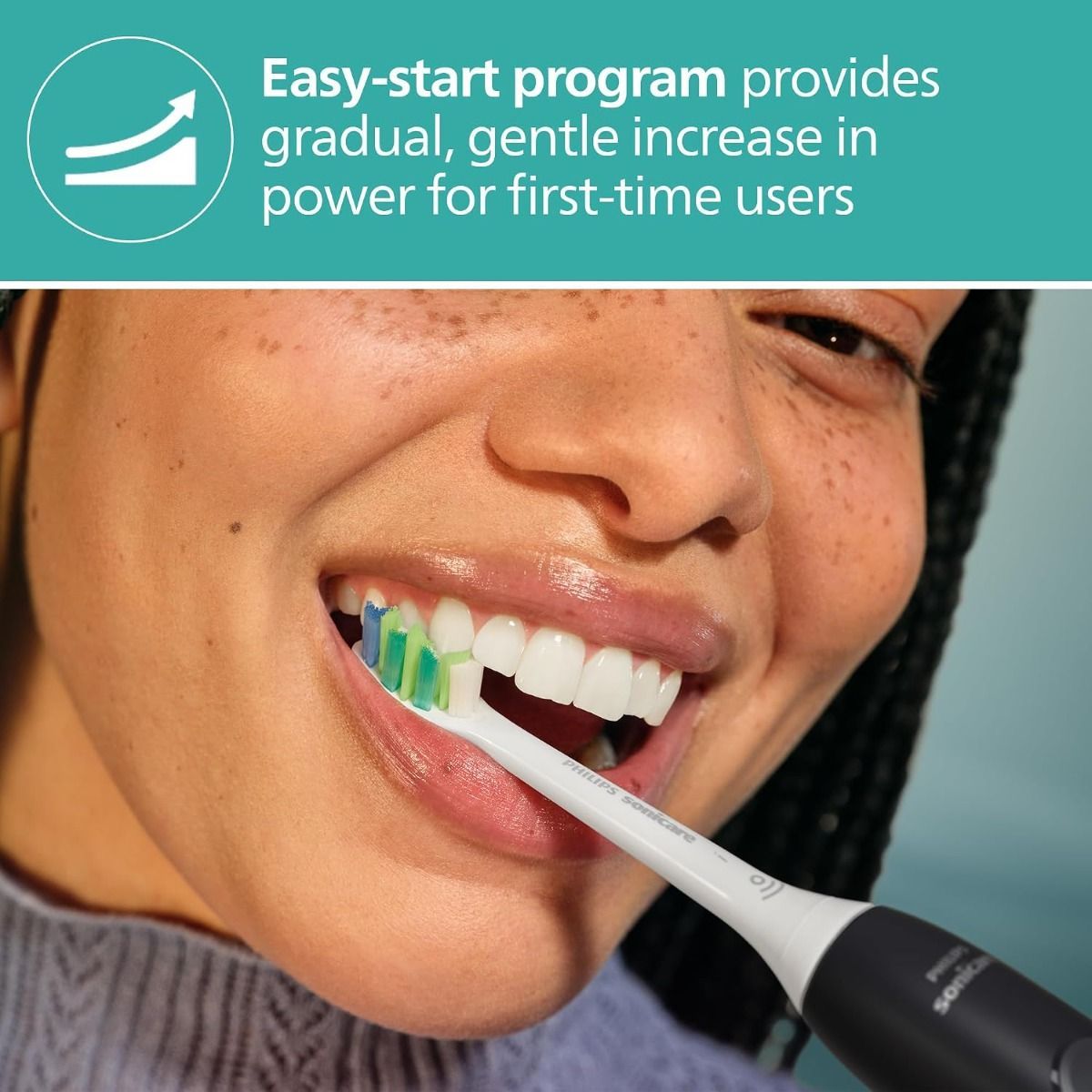 Philips Sonicare 2000 Series Electric Toothbrush HX4021/02, Black - Sonic Tech, 2 Intensity Settings