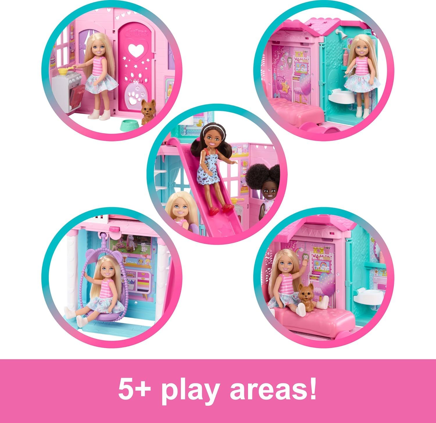 Barbie Chelsea Dollhouse with Accessories - Pop-Up House & Play Areas