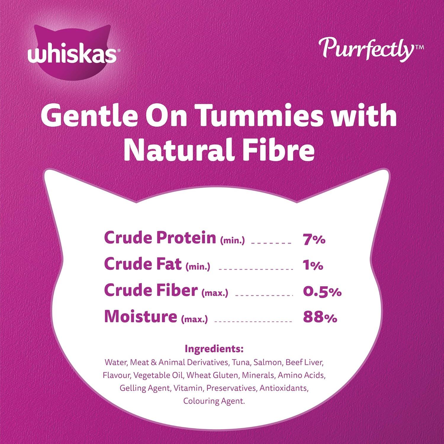 Whiskas Purrfectly Fish Wet Cat Food with Tuna & Salmon - 24 Pack of 85g