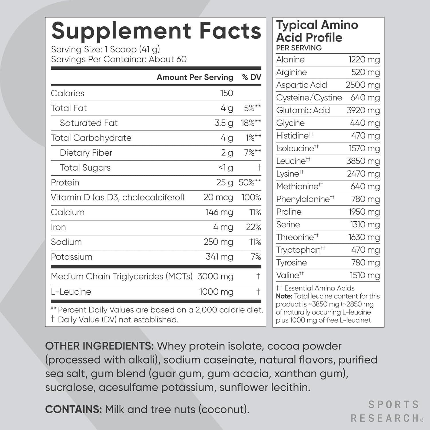 Sports Research Whey Protein Isolate - Dutch Chocolate Flavor | 5 lbs