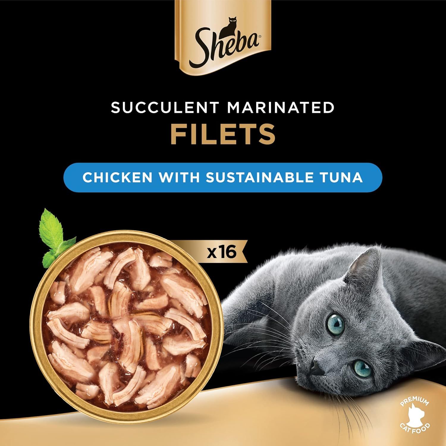 Sheba Wet Cat Food Chicken with Sustainable Tuna Filets - 16x60g