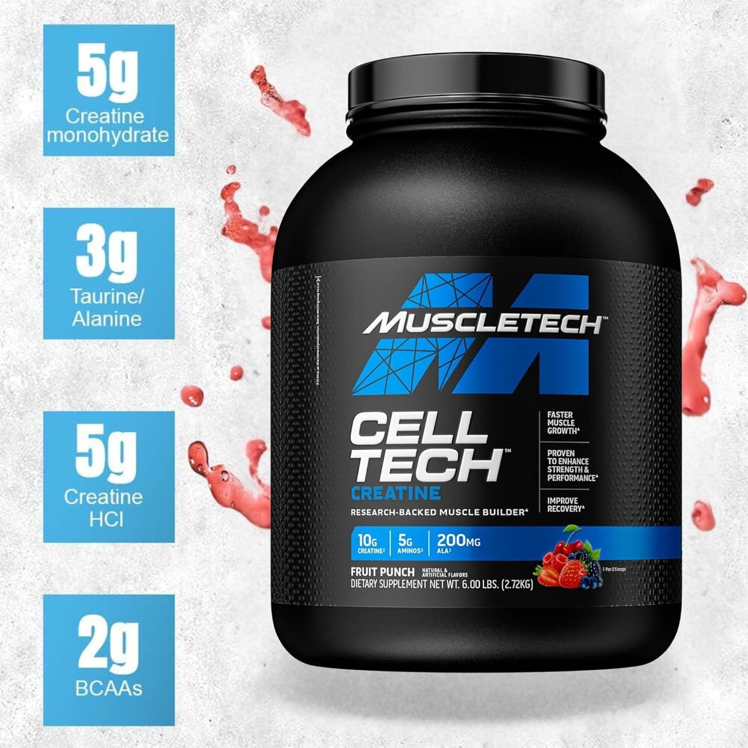 MuscleTech Cell Tech Creatine Powder - Ultimate Muscle Builder & Recovery, Fruit Punch, 6 lbs