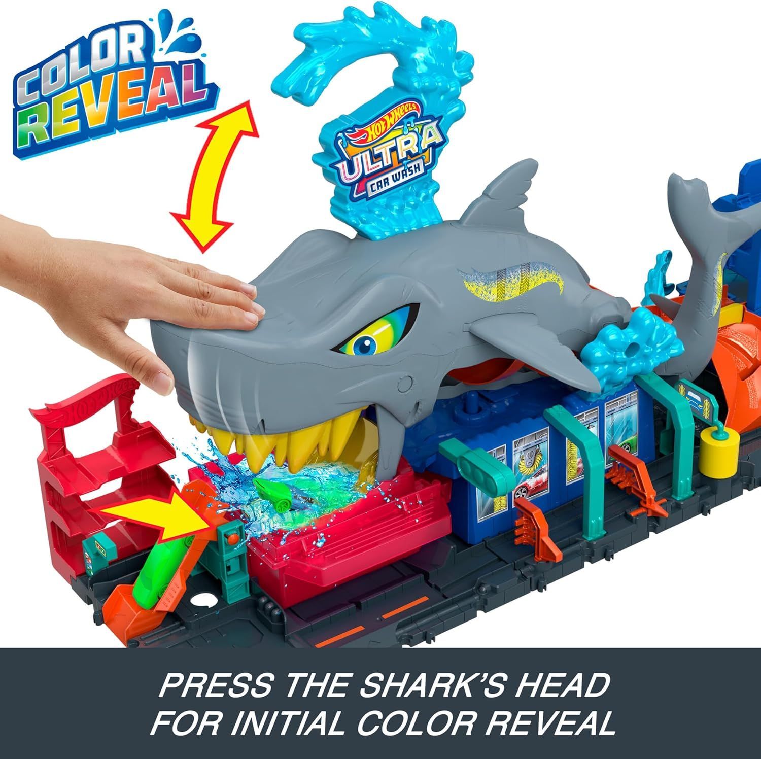 Hot Wheels City Shark Wash Station - Color Reveal Fun with 1:64 Car