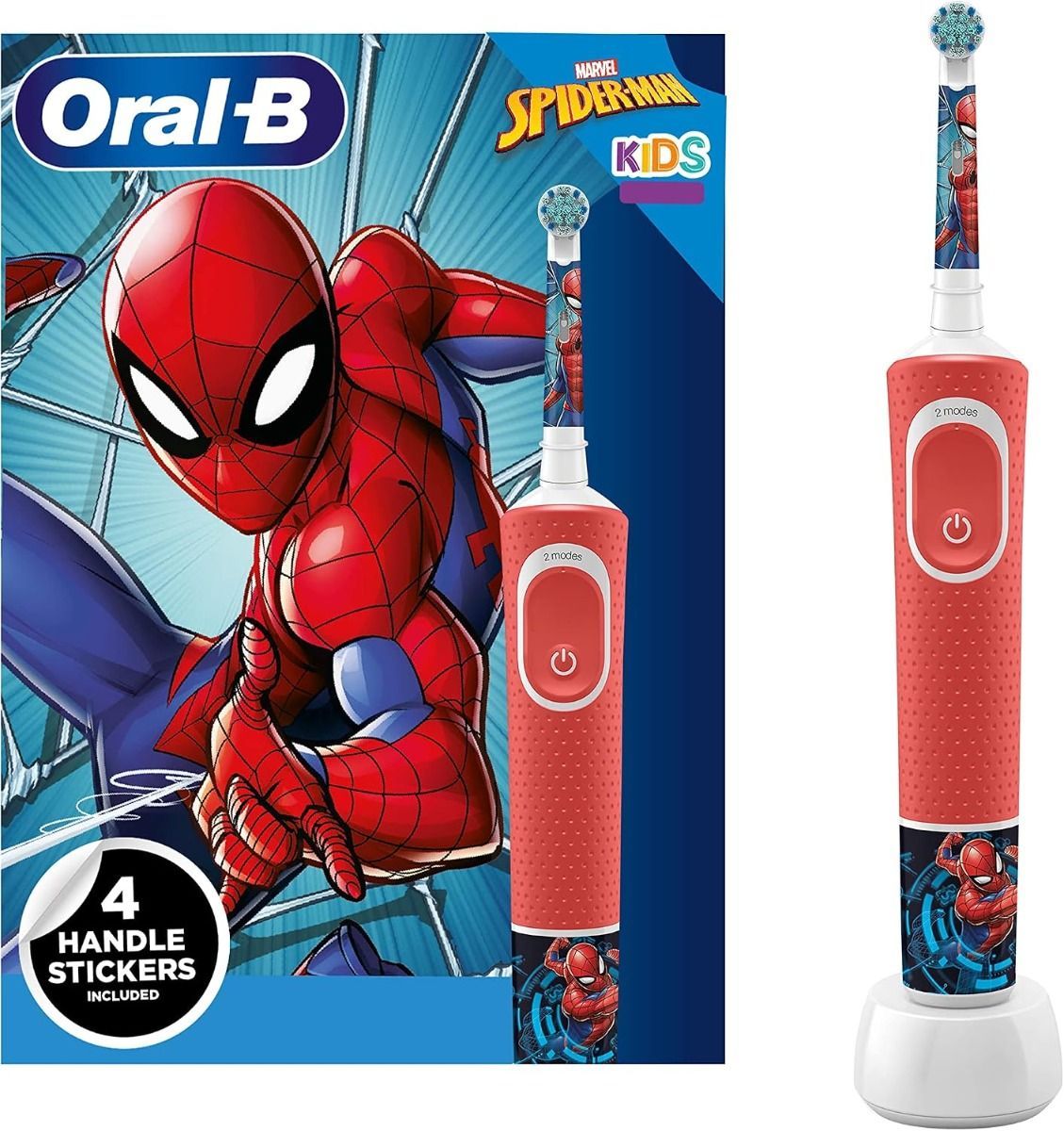 Oral-B Kids Electric Toothbrush, Spiderman Edition - 2 Modes Including Sensitive Mode, Ages 3+