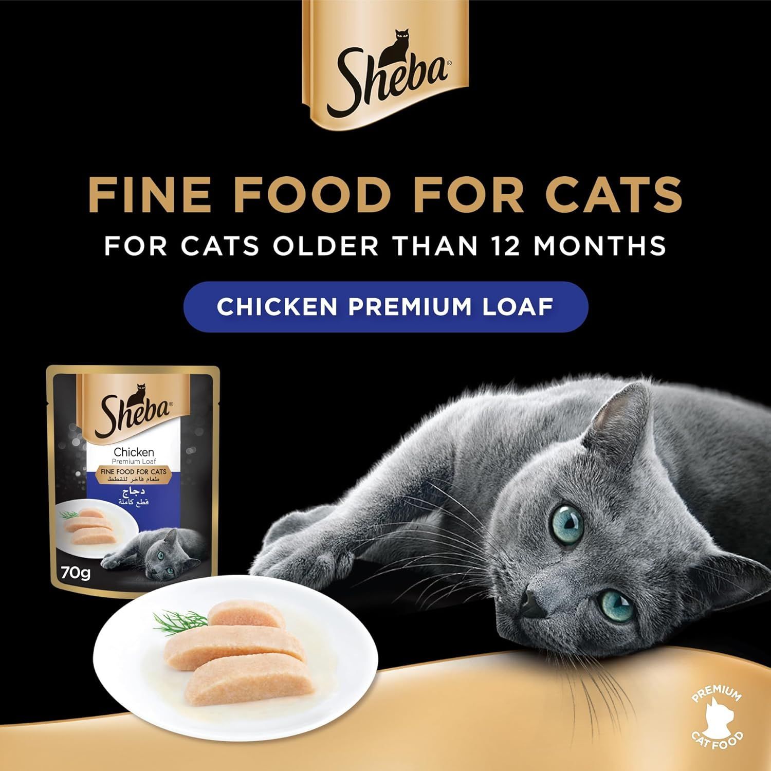 Sheba Premium Chicken Wet Cat Food - Tender Loaf, 48x70g Pack