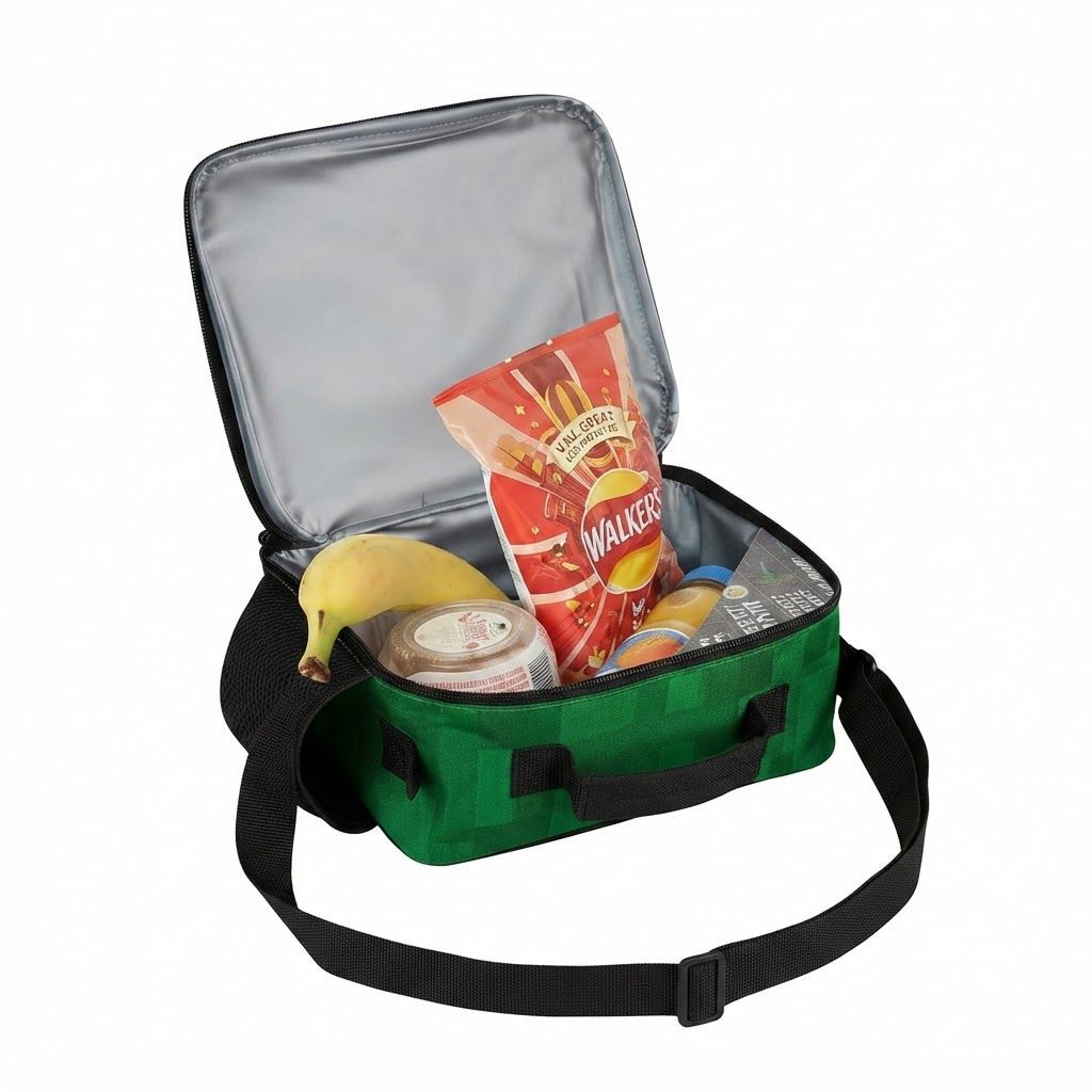 Minecraft Insulated Lunch Bag for Kids, Creeper Gaming Lunch Box with Water Bottle, Durable School Lunch Bag