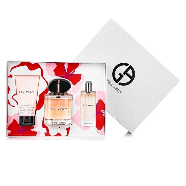 Giorgio Armani My Way Eau de Parfum for Women Gift Set, Floral Fragrance with Orange Blossom, Tuberose, Vanilla & Cedarwood Notes - 90ml + 15ml Travel Spray + ASB