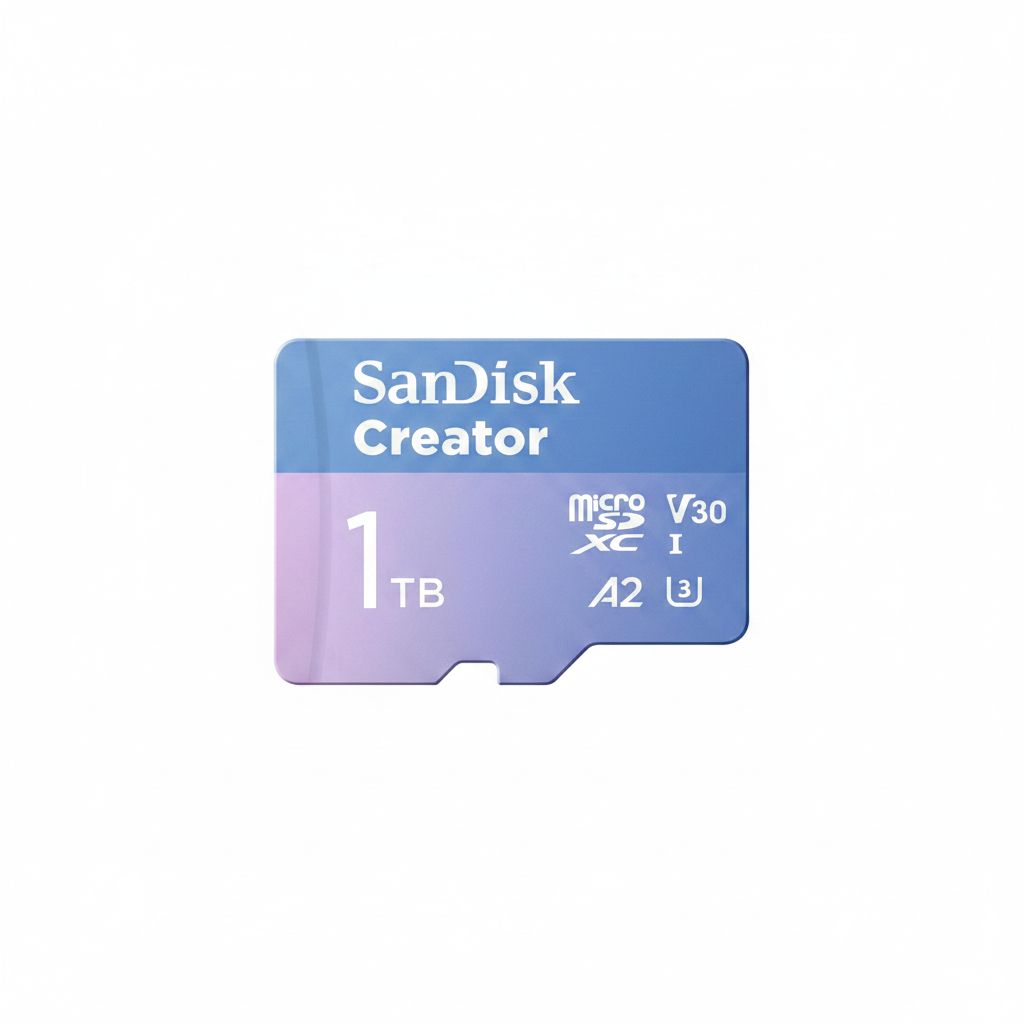 سانديسك كرييتور microSD سعة 1 تيرابايت مع محول، بسرعة قراءة تصل إلى 190 ميجابايت/ثانية، أزرق
