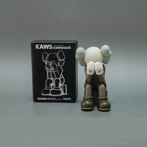 Luxury Signature Kaws Toy Figure 12cm Brown, Mini Collectible Vinyl Resin Art Statue, Decorative Display Ornament for Home, Office, Shelf & Gift