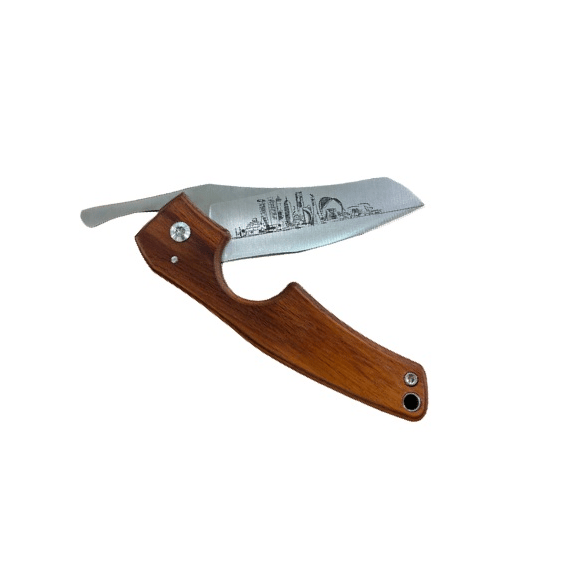 Les Fines Lames Cigar Knife Doha Edition, Kingwood Handle, 14C28N Stainless Steel Blade, 70mm Ring Gauge Cutter, Folding Cigar Knife