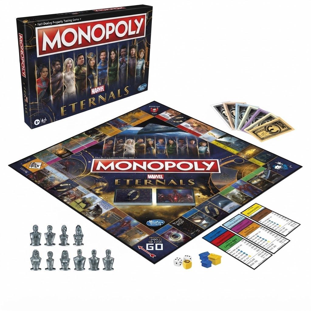 Monopoly: Marvel Studios' Eternals Edition Board Game, 10 Character Tokens, Cosmic Gameplay  8 Years and Up