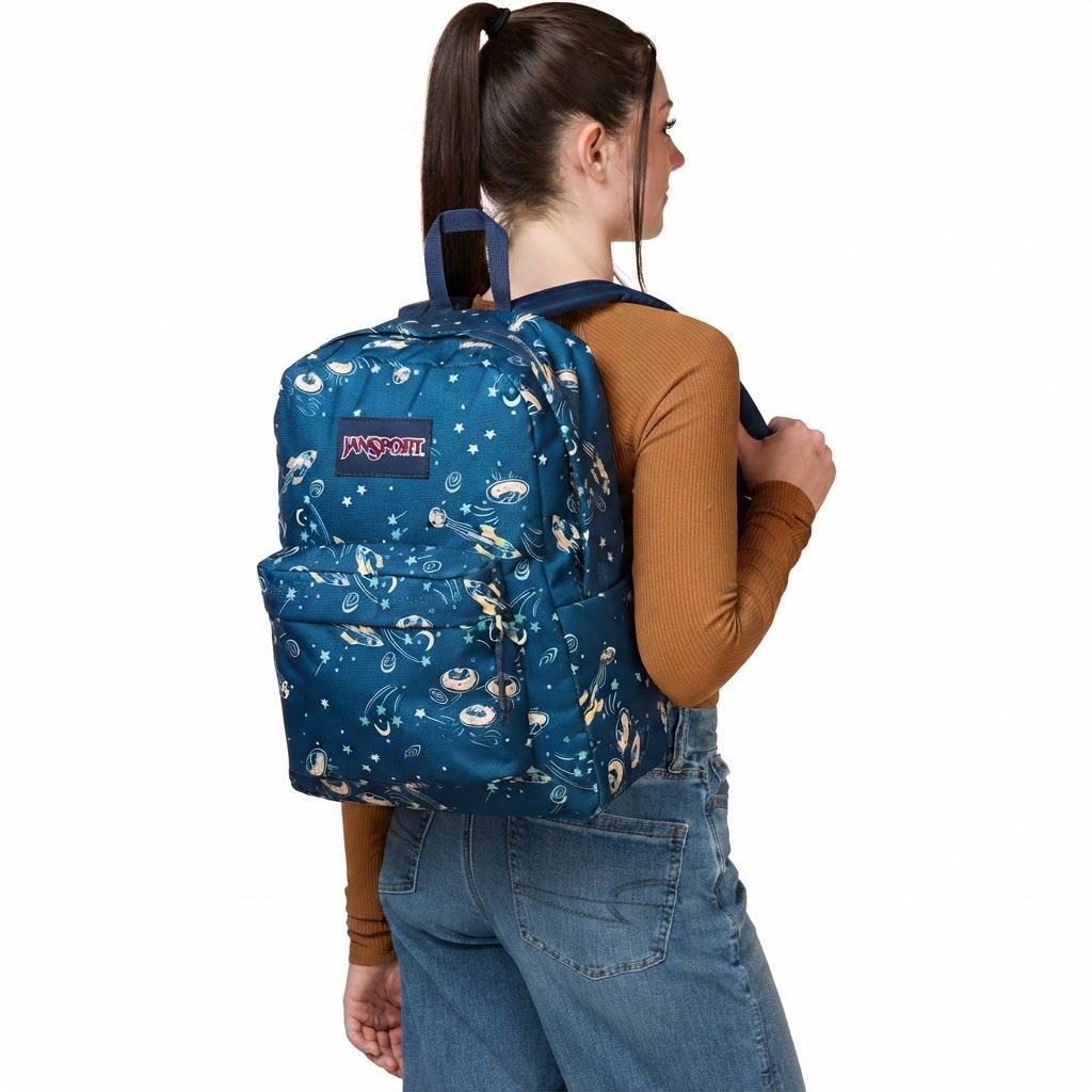 JanSport SuperBreak One Backpack - Classic Lightweight School, Travel, and Everyday Laptop Daypack 1 Main, 1 Front Utility