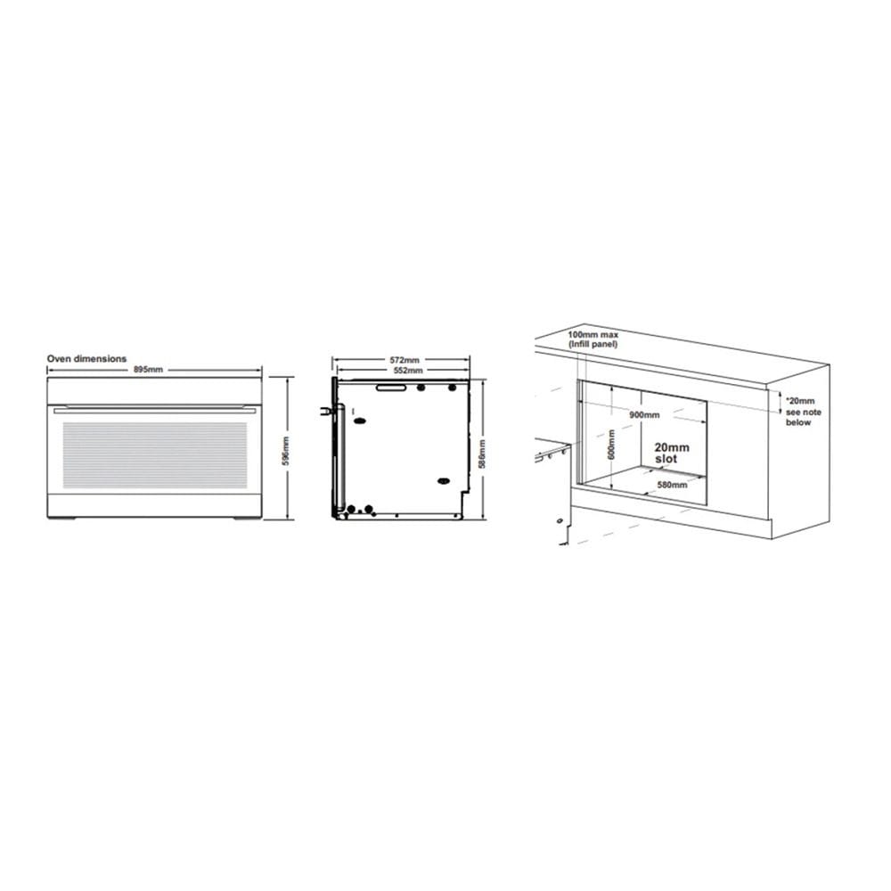 AEG 90cm Built-In Multifunction Electric Oven, 109L Capacity, Multiple Cooking Functions, Large-Capacity Design | Stainless Steel - BEK722910M