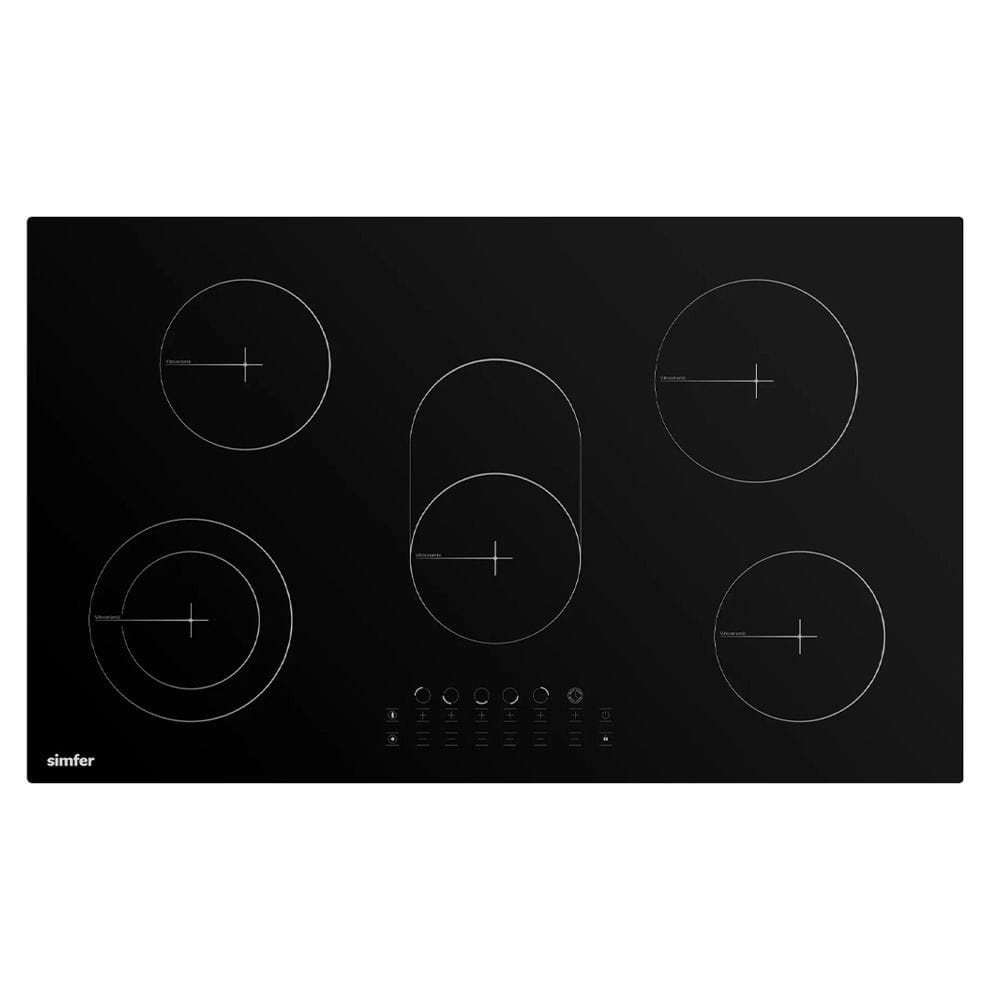 Simfer 90cm Built-In Ceramic Hob, Touch Control, 5 Cooking Zones, Vitroceramic Cooktop, Black Ceran Glass | Black - H 9050 DEBSP