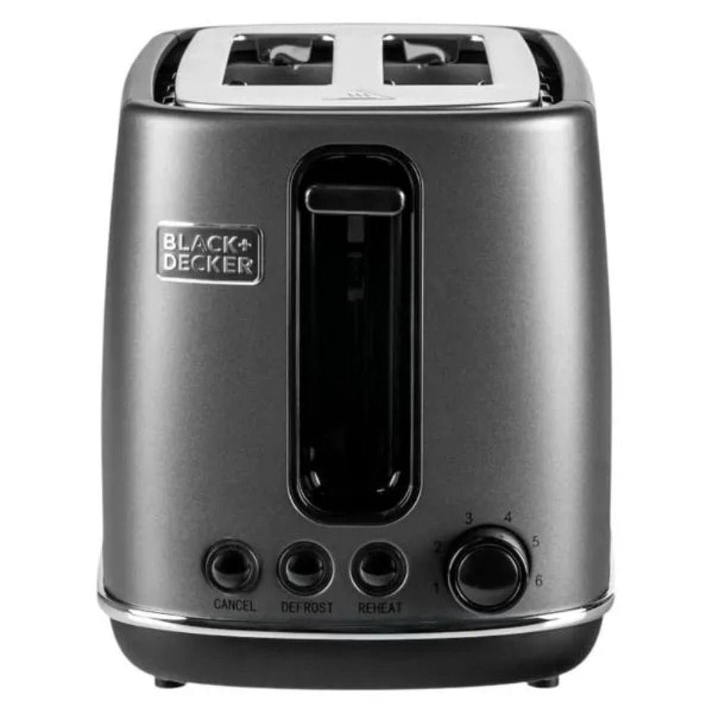 Black + Decker Stainless Steel 2-Slice Toaster 1050W, Adjustable Browning Control, Wide Slots, Removable Crumb Tray | Black | SSET225-B5