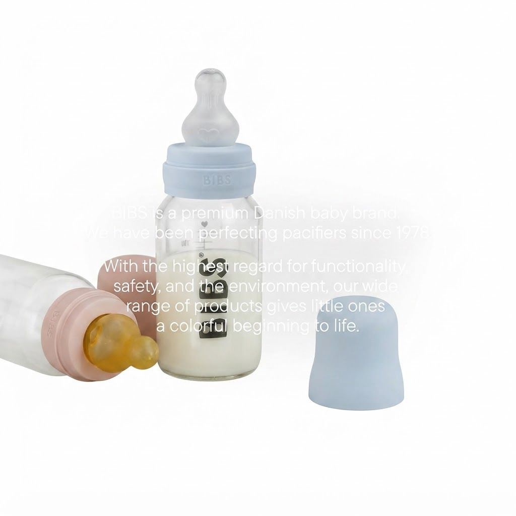 BIBS Latex Fast Flow Bottle Nipple 4+ Months 2 Pack, Natural Rubber Latex, Anti-Colic Function, BPA-Free, Quick Milk Flow - Orange