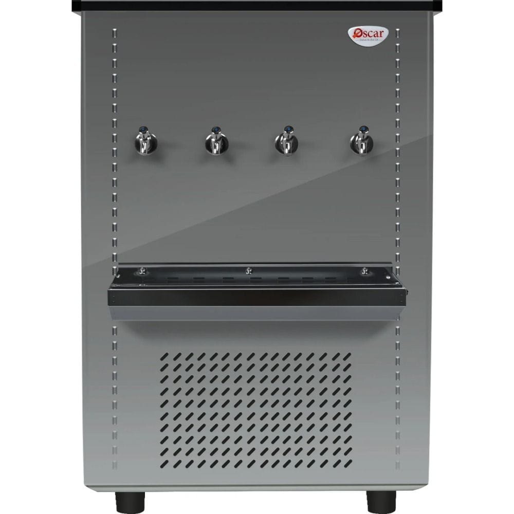 Oscar 85 Gallon Water Cooler, 4 Taps, R134a Compressor, 321L Cooling Capacity, 102L Stainless Steel Storage | Silver - OC85T4
