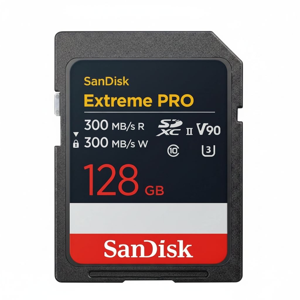 SanDisk Extreme PRO 128GB SDXC Memory Card, V90, UHS-II, 8K Video, SDSDXDM-128G-GN4IN - Black