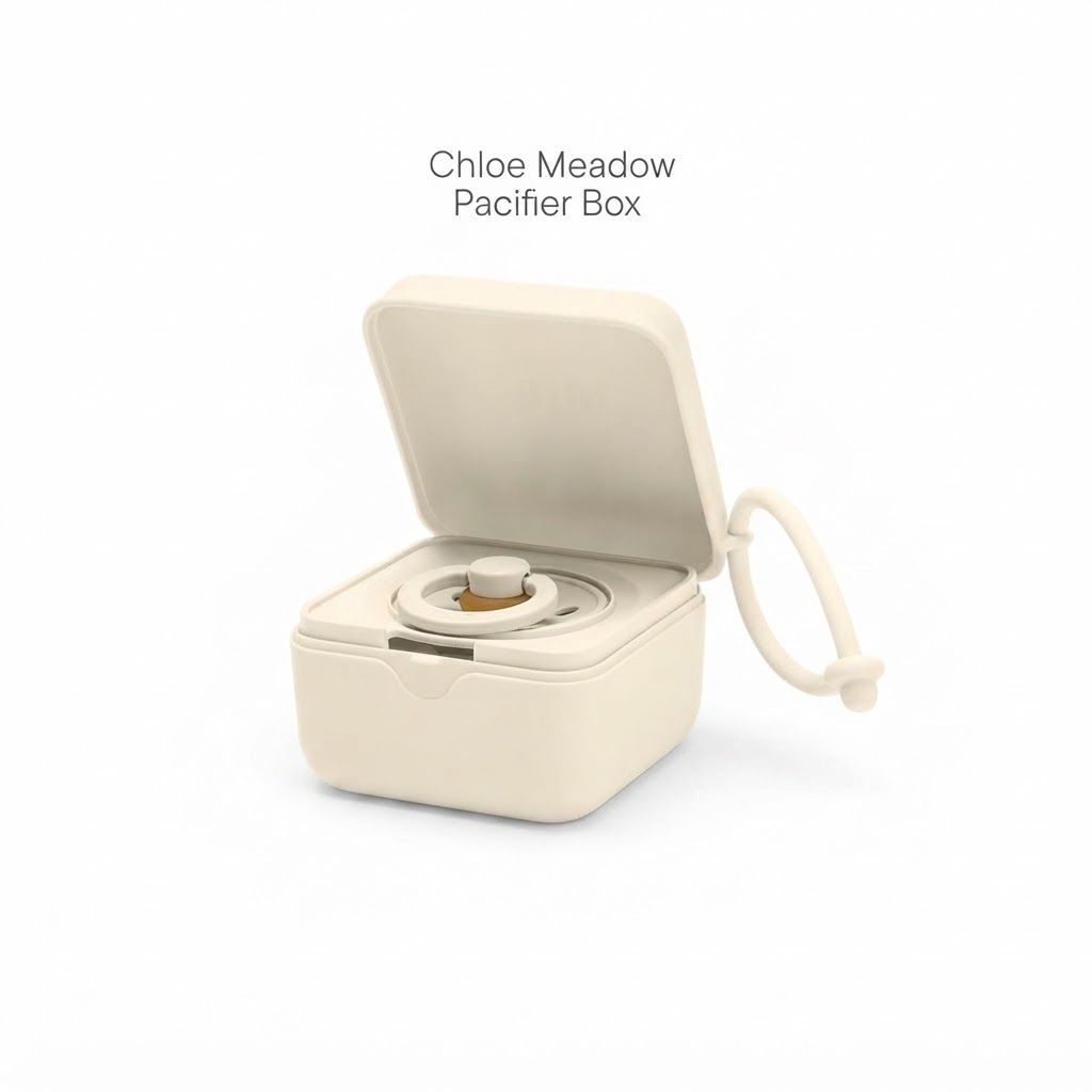 BIBS X Liberty Pacifier Box, Holds Up To Three Pacifiers, Made From Safe 100% Food-Grade Materials, Easy Fastening Strap - Meadow/Ivory
