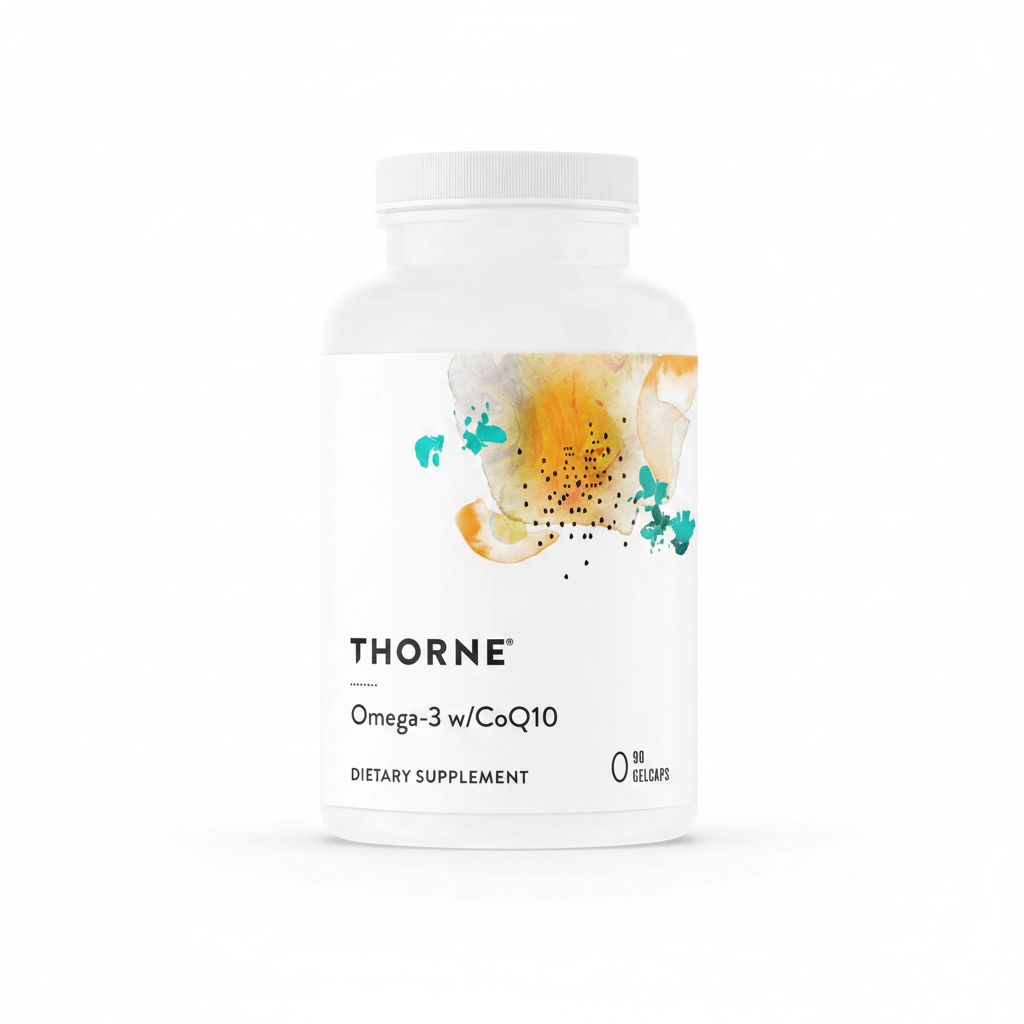 Thorne Omega-3 with CoQ10 - 90 Gelcaps for Heart & Brain Health