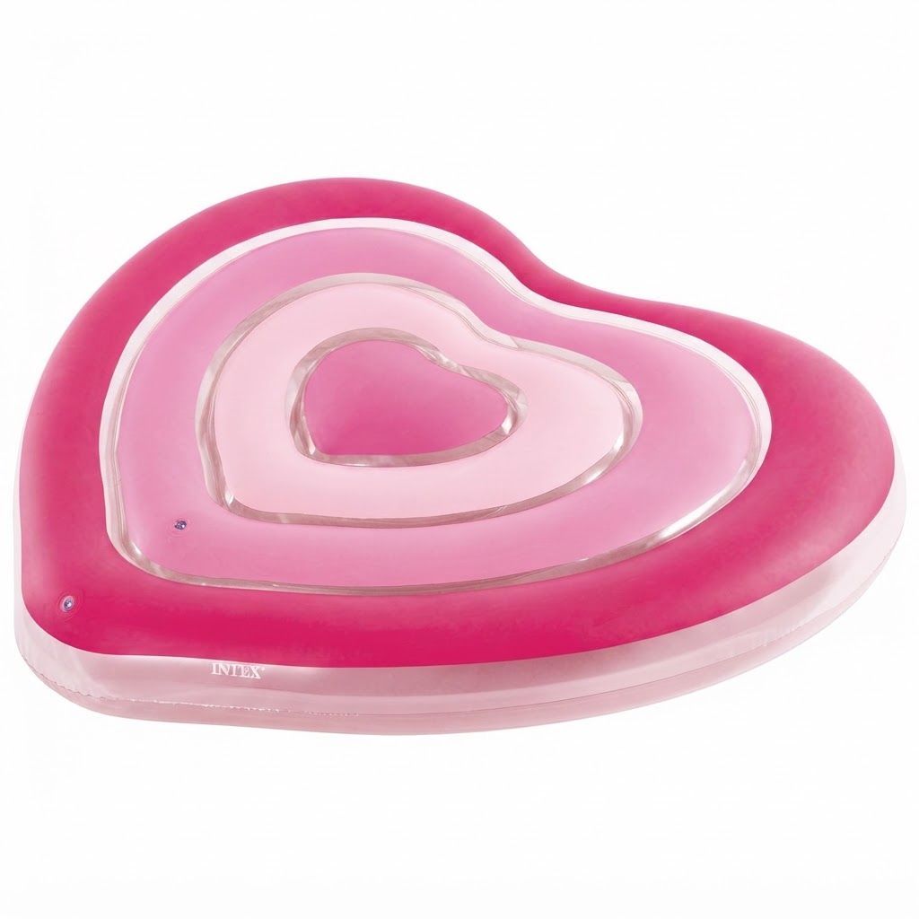 Intex Sweetheart Heart-Shaped Pool Float, Red & Pink Inflatable Pool Lounger for Pool & Beach, Transparent PVC