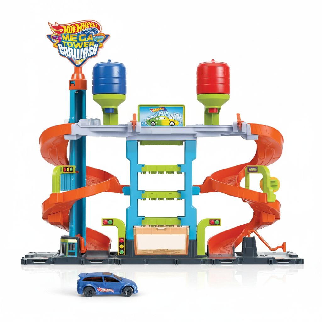 Hot Wheels City Mega Car Wash with Color Shifters Toy for Kids
