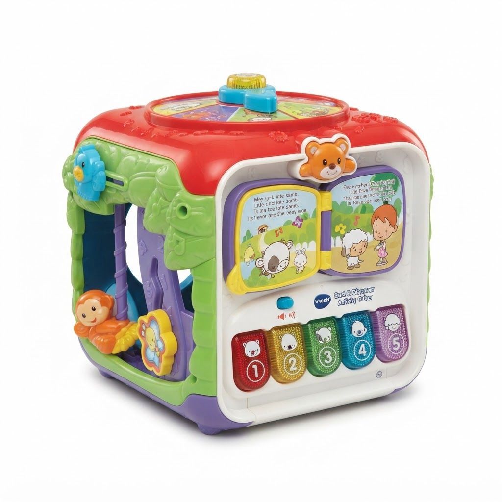 VTech Sort and Discover Activity Cube, Red - Interactive Learning Toy with 75+ Songs and Sounds