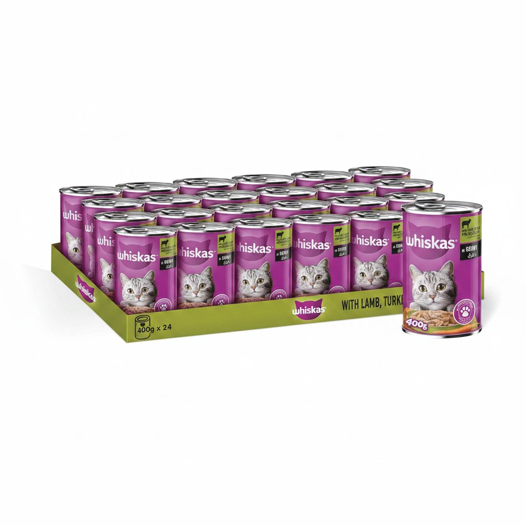 Whiskas Lamb & Turkey in Gravy Cat Food - 24 Pack, Complete Nutrition for Adult Cats