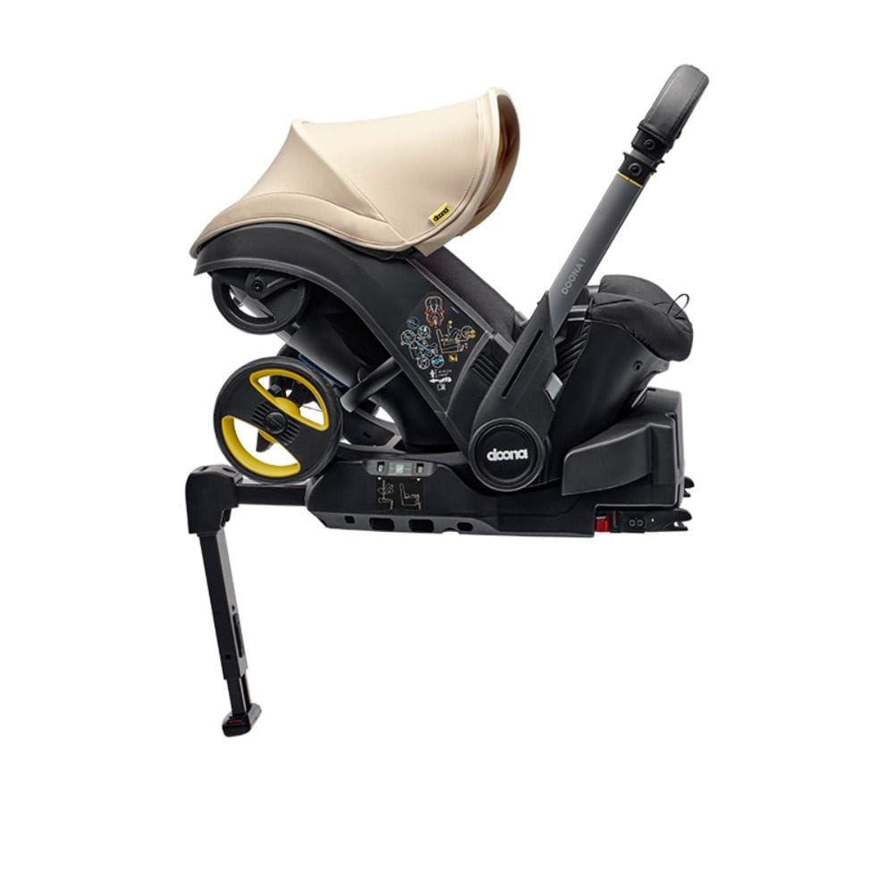 Doona + ISOFIX Base, Height Adjustable Support Leg, Simple One Click Vehicle Installation, Easy Release For Effortless Removal - Black
