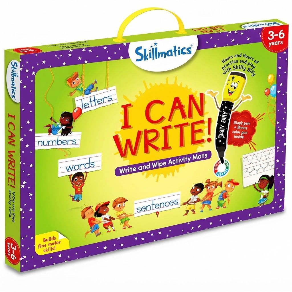 Skillmatics I Can Write Reusable Preschool Learning Activities, 12 Interactive Dry-Erase Writing Practice Activities