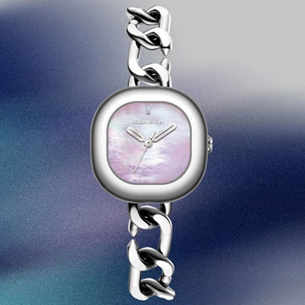 CIGA Design D Series Pink Women's Quartz Analog Watch, Stainless Steel Silver Case, Pink Dial, Mineral Crystal, 3 ATM Water Resistant